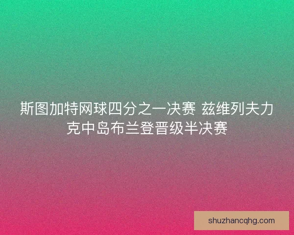 斯图加特网球四分之一决赛 兹维列夫力克中岛布兰登晋级半决赛