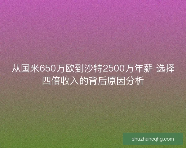 从国米650万欧到沙特2500万年薪 选择四倍收入的背后原因分析 从国米650万欧到沙特2500万年薪 选择四倍收入的背后原因分析