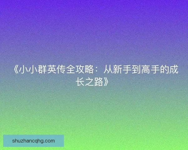 《小小群英传全攻略：从新手到高手的成长之路》